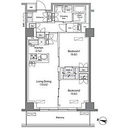 東京メトロ副都心線 地下鉄赤塚駅 徒歩6分の賃貸マンション 2階2LDKの間取り