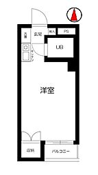 西武池袋線 富士見台駅 徒歩8分の賃貸マンション 2階ワンルームの間取り