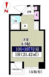 都営大江戸線 新江古田駅 徒歩8分の賃貸マンション 1階ワンルームの間取り