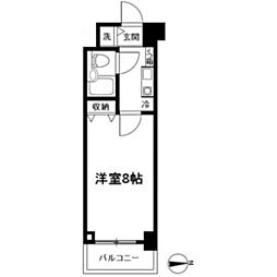 西武池袋線 桜台駅 徒歩5分の賃貸マンション 8階1Kの間取り