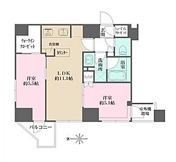 JR山手線 西日暮里駅 徒歩6分の賃貸マンション 15階2LDKの間取り