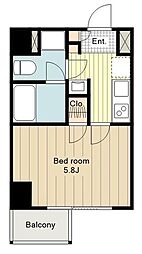 プレセダンヒルズ八王子 2階1Kの間取り
