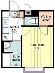 クレイノタイキョウ 2階1Kの間取り