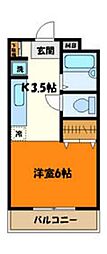 フジメイトA ワンルームの間取図画像