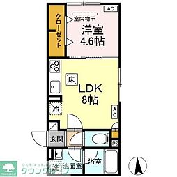 D-ROOM寺町 1LDKの間取図画像