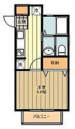 ルミエールコート2 1Kの間取図画像