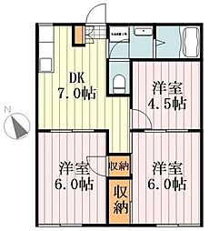 ハイツピープルA 3DKの間取図画像