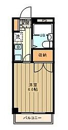 ハーモニーハイツ52 1Kの間取図画像