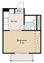 パル 1Kの間取図画像