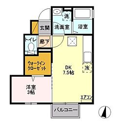 グランエール 1DKの間取図画像