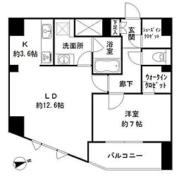 アーバンスタイル立川 1LDKの間取図画像