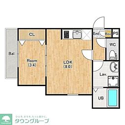 ジーメゾン入間宮前町 1LDKの間取図画像