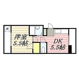 サンライズ高柳 1DKの間取図画像