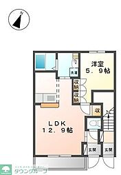 Dモンド 1LDKの間取図画像