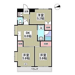藤ハイツ 3DKの間取図画像