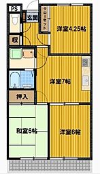 エルドラードOKI 3DKの間取図画像