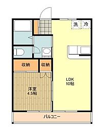コーポ小町 1LDKの間取図画像