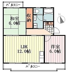 クレールドミーゼ 2LDKの間取図画像