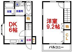 住宅倶楽部3号棟 1DKの間取図画像