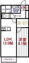 ミュリエ 1LDKの間取図画像