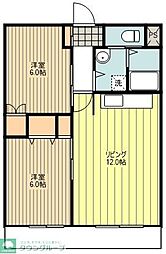 セントポーリアス 2LDKの間取図画像