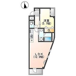 アベリアコンフェッティ 1LDKの間取図画像