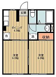 ストリームハイツ 2DKの間取図画像