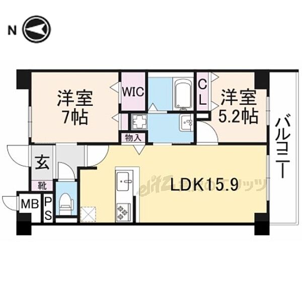 セレニティプレイス　桂 402｜奈良県桜井市川合(賃貸マンション2LDK・4階・63.24㎡)の写真 その2