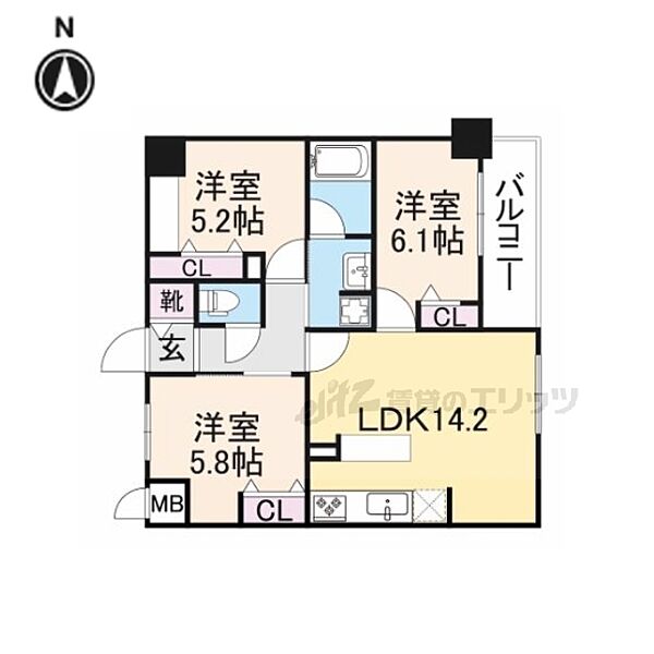 幸ｃｏｕｒｔ　ｎａｒａ　ｓａｎｊｏ 208｜奈良県奈良市三条大宮町(賃貸マンション3LDK・2階・70.31㎡)の写真 その2