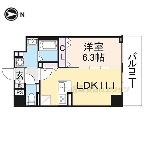 奈良県奈良市西大寺南町(賃貸マンション1LDK・4階・44.57㎡)の写真 その2