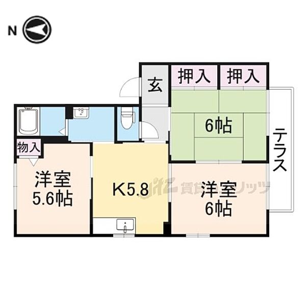 奈良県香芝市五位堂2丁目(賃貸アパート3K・1階・52.54㎡)の写真 その2