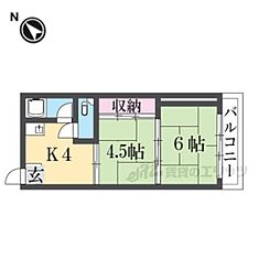 壱分マンション 3階2DKの間取り