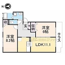 エクセルハイツ　Ａ棟 102 ｜ 奈良県橿原市常盤町（賃貸アパート2LDK・1階・58.79㎡） その2