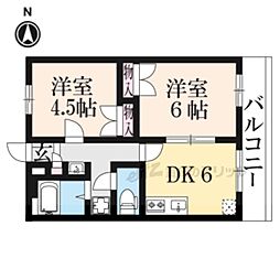 レオパレスゴールドレジデンス浪漫 2DKの間取図画像