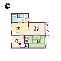 ドミールエビス 1階3DKの間取り