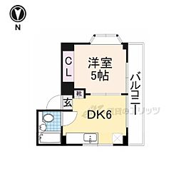 近鉄奈良線 富雄駅 徒歩5分の賃貸マンション 2階1DKの間取り
