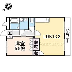 近鉄御所線 忍海駅 徒歩6分の賃貸アパート 2階1LDKの間取り