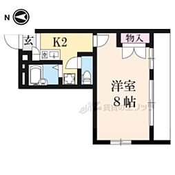 レオパレス大陽壱番館 2階1Kの間取り