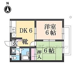 エステートピア築山二番館 2DKの間取図画像