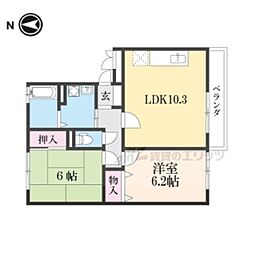 セジュールN-2 2LDKの間取図画像