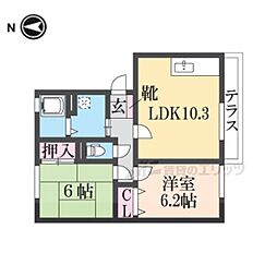 セジュールN-2 2LDKの間取図画像