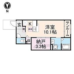 カルムデアイ 1LDKの間取図画像