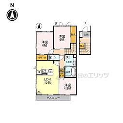 カーサひまわりA 3LDKの間取図画像