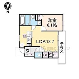 ルナハイツ2 1LDKの間取図画像