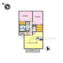 クレールソシア 2LDKの間取図画像