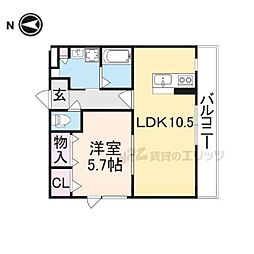 結充イムーブルB館 1LDKの間取図画像