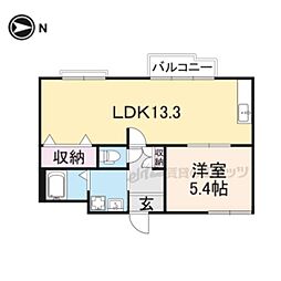 エクセルハイツC棟 1LDKの間取図画像