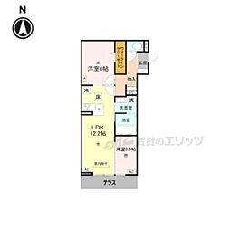 RETOLIA河原城 2LDKの間取図画像