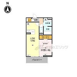 RETOLIA河原城 1LDKの間取図画像