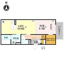 RETOLIA河原城 1LDKの間取図画像